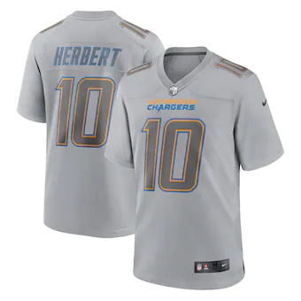 mens nike justin herbert gray los angeles chargers atmosphe